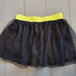 Monster High Girls XL 14/16 Tulle Skirt Black Glitter Yellow Waistband Dress Up